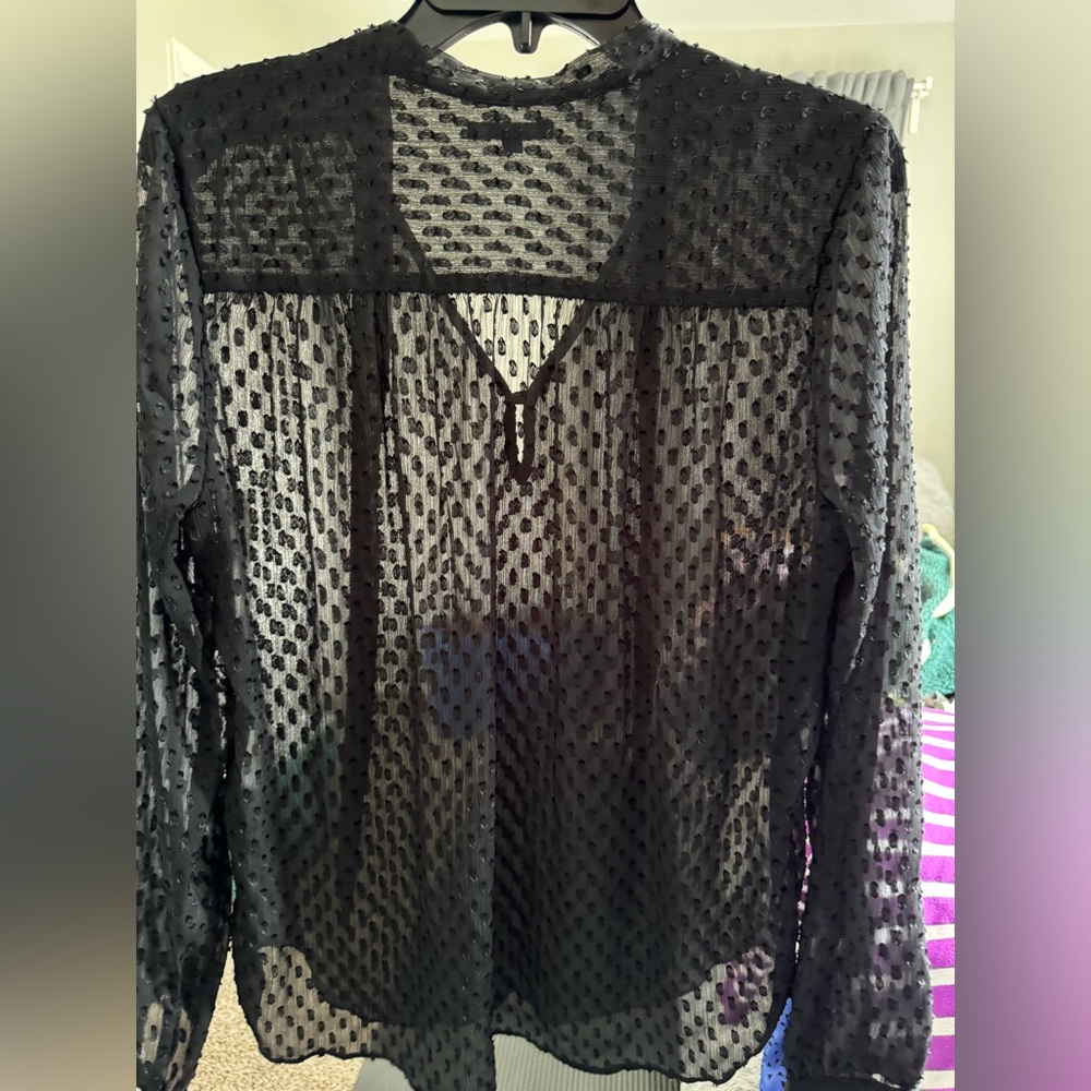 NYDJ Sheer Blouse w/ Texture (S)